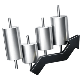 Icoon met 3D-candlestickgrafiek voor trading op de 'Over ons'-pagina van Poolster Kapitborg